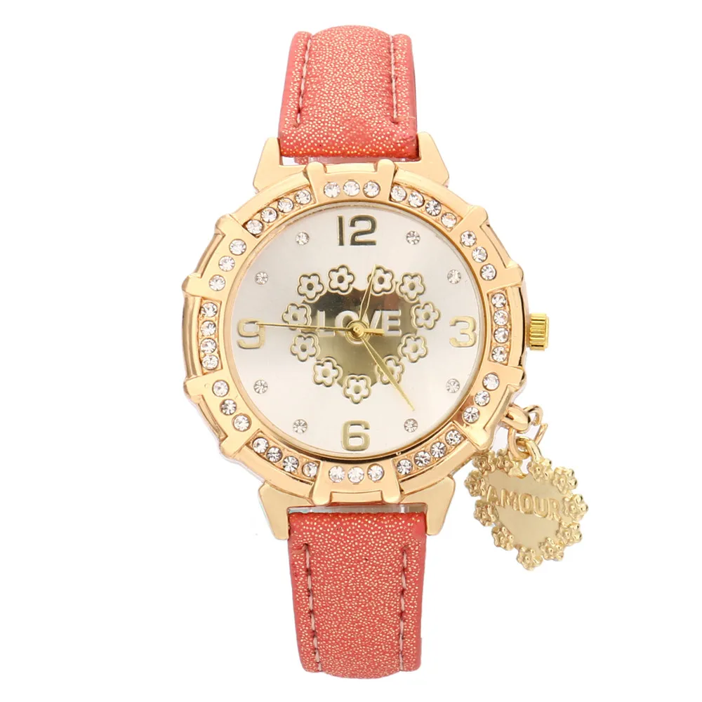 

LOVE Tower Pendant Watches Women Fashion Watch 2017 Gift Top Brand Luxury PU Leather Rhinestone Quartz Watches Women Clock Reloj
