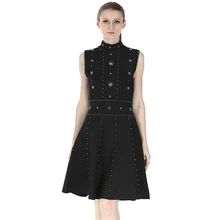 Crochet Turtleneck Dress 2018 Women Summer Dresses Lolita Style Sleeveless Female Clothing Vestidos S M L