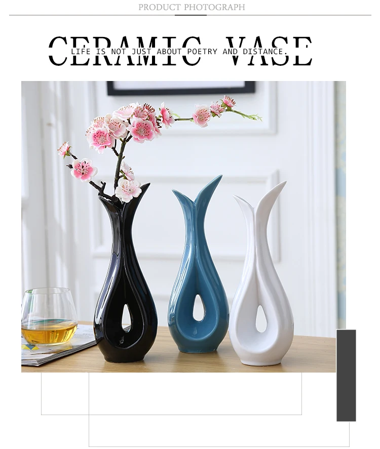 Креативная белая черная керамическая ваза, украшение для гостиной, набор цветов и вазы, новое украшение для дома, свадебный подарок, цветочный орнамент