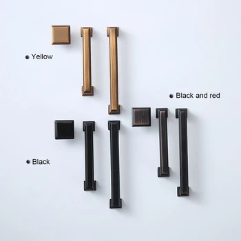 AOBT Modern Black Kitchen Cabinet Handles Closet Brass Wardrobe Handles Cabinet Door Drawer American Handles Knobs Hardware 6087