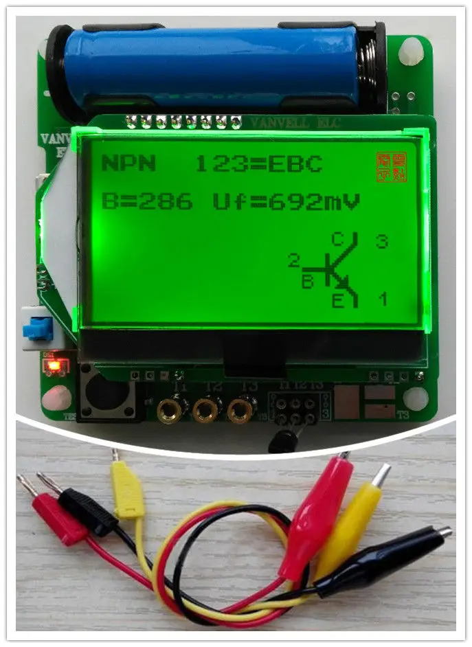 

M328 Transistor Tester LCR Capacitance MOSFET ESR Meter with Test Clip