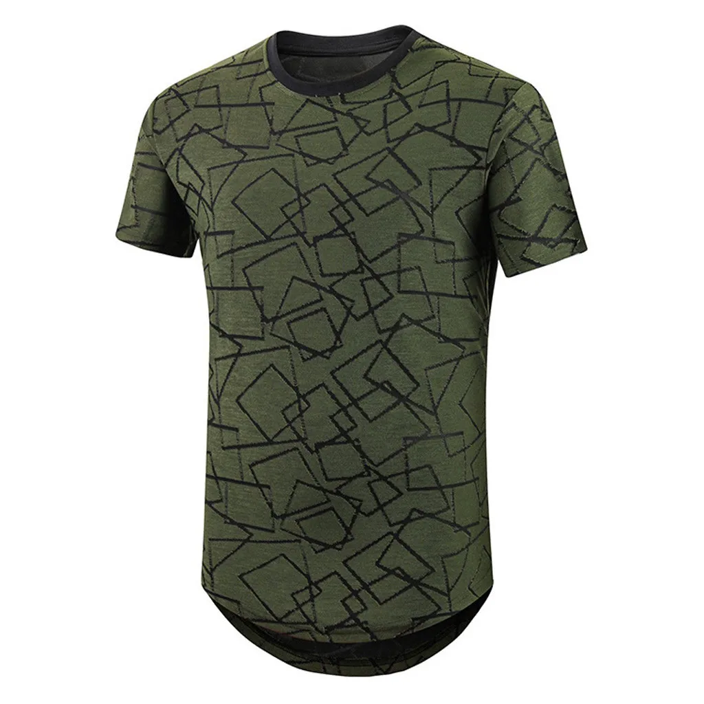 

Feitong 2019 T Shirt Men tshirt Men's New Summer Casual T-shirt Geometry Printing Sport Breathable Top