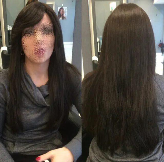 22'' natural black straight with side bang Multi directional skin top