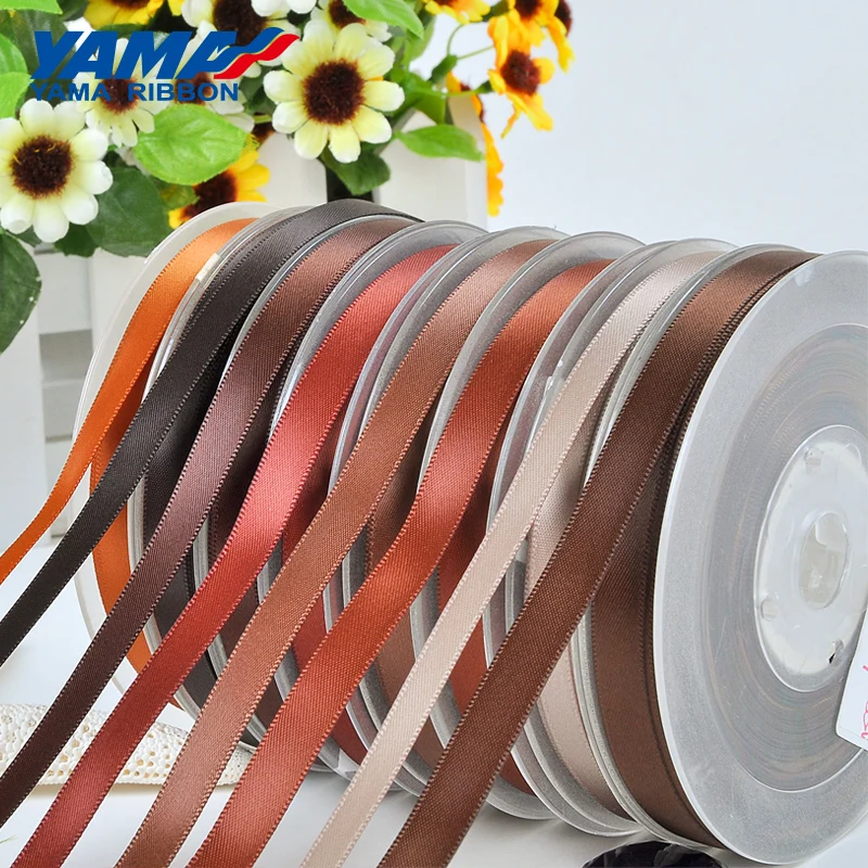 

YAMA Ribbons 5mm 300yards Single Face Satin Woven Ribbon Dark Brown for Party Wedding Decoration Handmade craft supplies