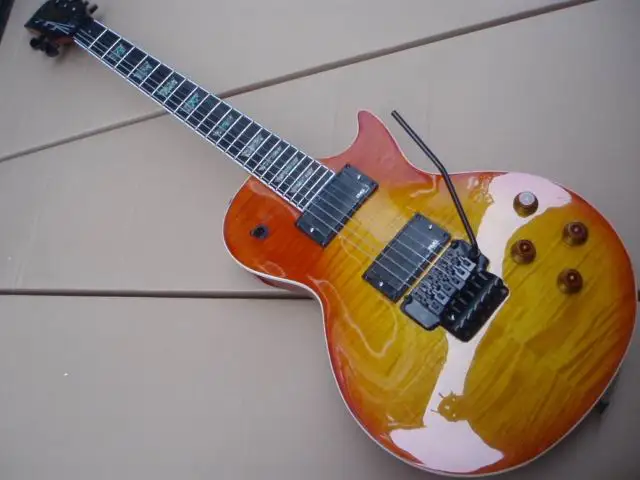 

New Arrival Cnbald Custom Shop Electric Guitar With Abalone Inlay Floyd Rose Tremolo Top Quality In Cherry Burst 100610-02