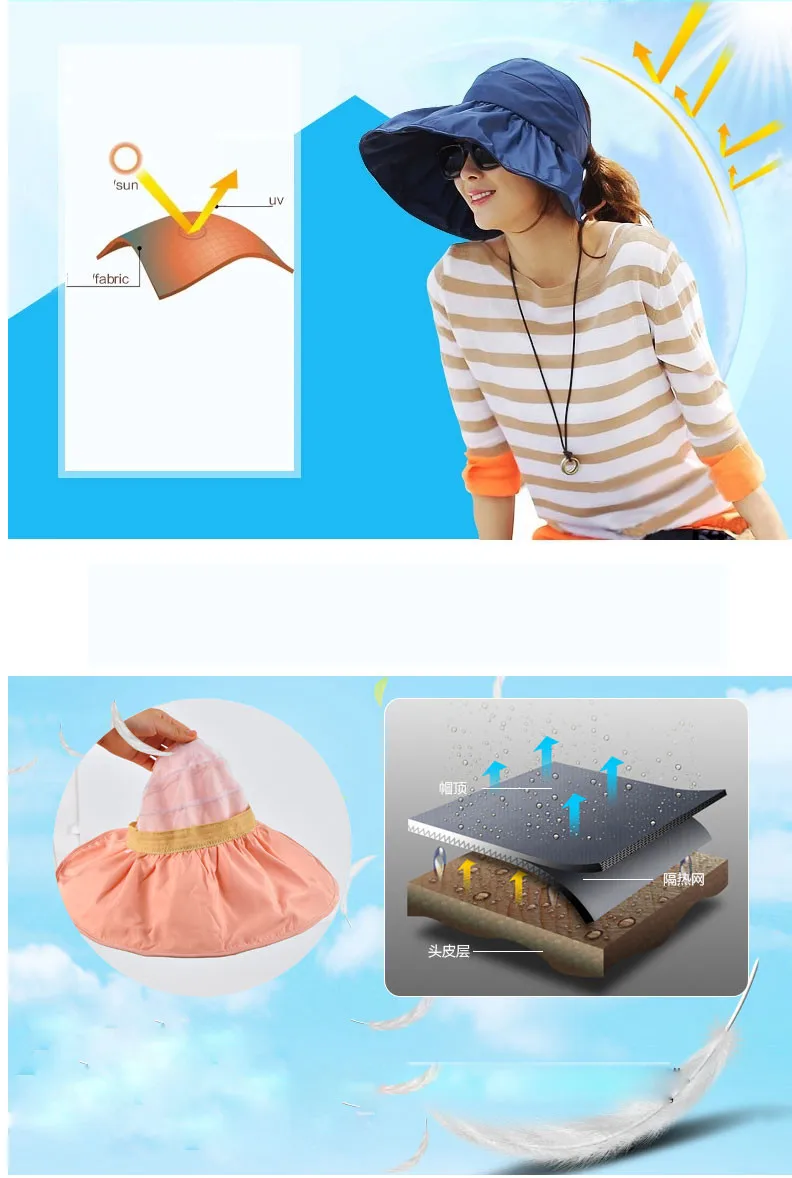 sun visor hat sun hats for women with big heads chapeu feminino beach hat summer uv protection hats (6)