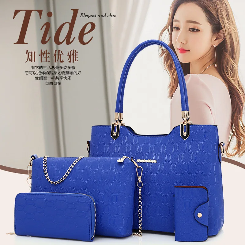 

4 pieces set Embossed 2018 designer bags famous brand women bags 2018 purses and handbags Ladies' PU leather shoulder bag