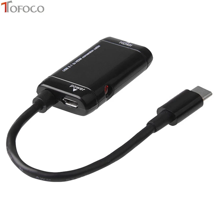 TOFOCO 1 шт. usb type C для hdmi-кабель, адаптер 1080 P адаптер высокой четкости черный для адаптер HDMI VGA