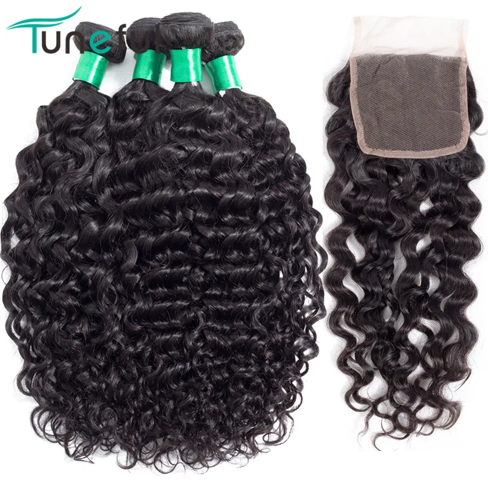 

Water Wave Bundles With Closure Tuneful Malaysian Wet And Wavy Human Hair 3 Bundles With Closure Remy Hair Bundles With Closure