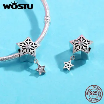 

WOSTU Authentic 925 Sterling Silver Openwork Snow Star Charms for Bracelet Jewelry Making Original Design Valentine Gift BKC371