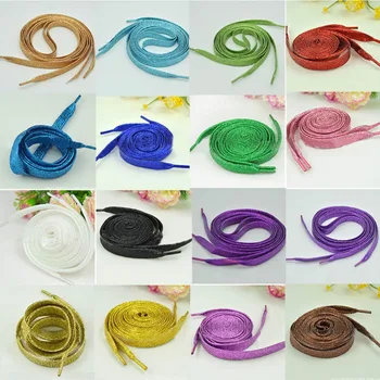 

1 Pair Shiny Gold Silver Colorful Bling Shoelaces 19 colors 113cm Sneaker shoe Laces Glowing Canvas Shoeslaces Strings