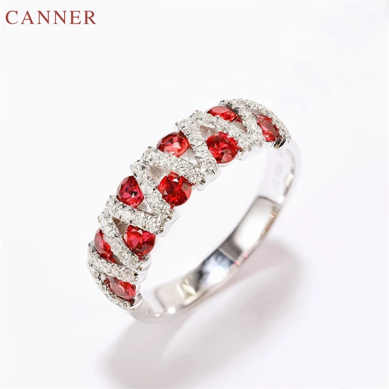 Red Crystal Stone Rings for Women Cubic Zirconia Ring Silver Color Engagement Wedding Band Rings Jewelry anillos mujer C40