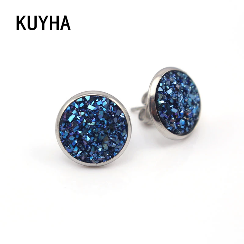 Модные блестящие серьги-гвоздики для женщин, женские изящные круглое очарование, Эффектные серьги аксессуары, разноцветные