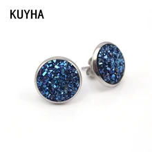 Модные блестящие серьги-гвоздики для женщин, женские изящные круглое очарование, Эффектные серьги аксессуары, разноцветные