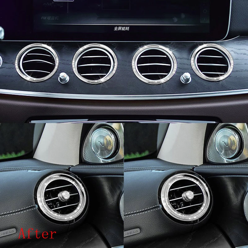 

10pcs Diamond Style Front Air Outlet Cover Trim For Mercedes-Benz E Class W213 2017