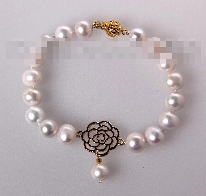 

Hot sell ->@@ > 01011 round white gray freshwater cultured pearl bracelet -Top quality free shipping