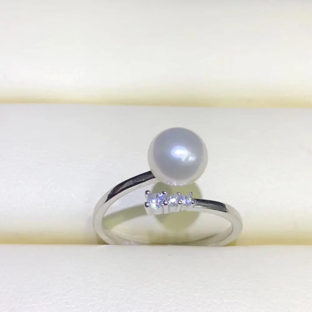 

Women's Pearl Ring Set Mountings Findings, Adjustable Ring Jewelry Setting Parts Fittings Charm Accessories Silver Jewellery