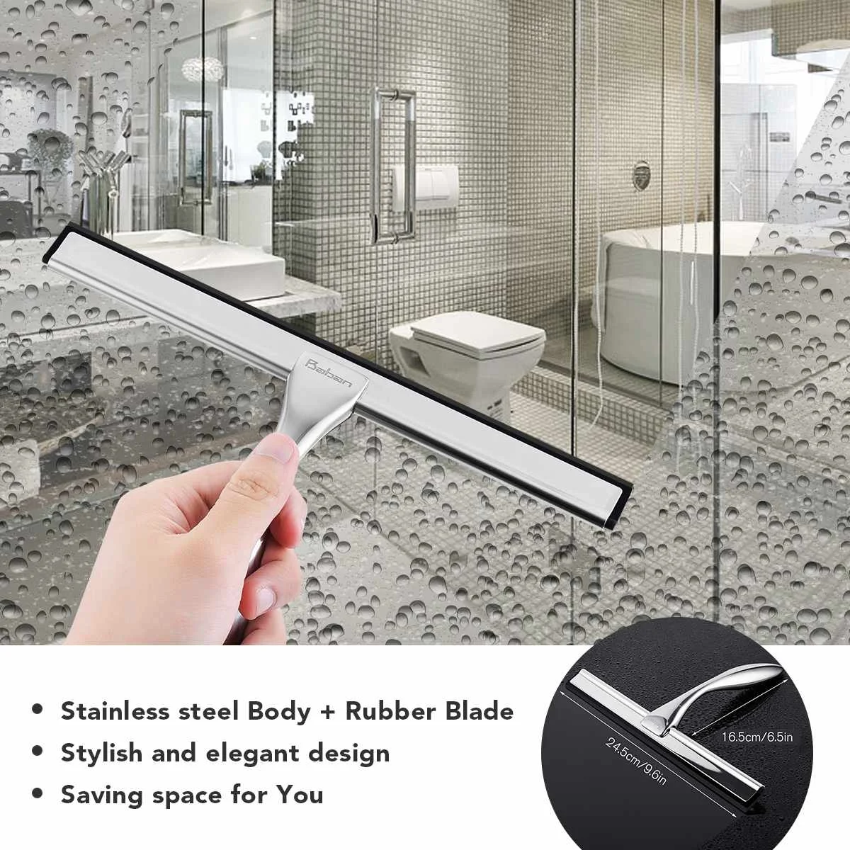 

Glass Window Squeegee Cleaner Stainless Steel Rubber Wiper With Suction Hook Home Car Kitchen Bathroom Shower Mirror Brush Tools