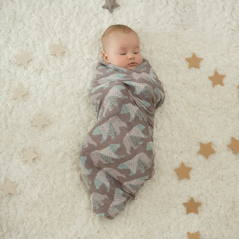 

Summer Quality Baby Swaddle 70% Bamboo Active printing Carbasus Newborn Lovely Blanket Bath Towel Bed Sheet Wrap