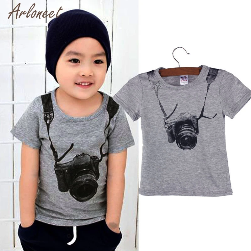 

Summer Children Boy Kids Camera Short Sleeve Tops T Shirt Tees Clothes Kids Outfits Fashion Short 2019 NEW