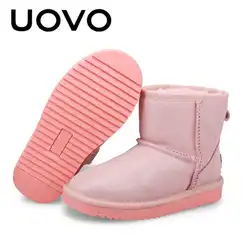 Принцессы зимние сапоги розового цвета для девочек зимние ботинки Размеры 28-35 школа теплая обувь для детей универсальные снегоступы