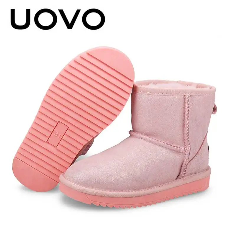 

Princess Winter Boots Pink Girls Winter Snow Boots Size 28-35 School Warm Shoes For Kids All-match Snowshoes Soft Plush Flats