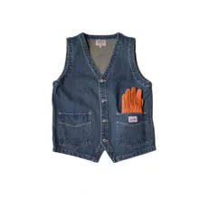 Японский стиль, мужской весенний винтажный джинсовый жилет с карманами, однобортный джинсовый жилет Ds50302