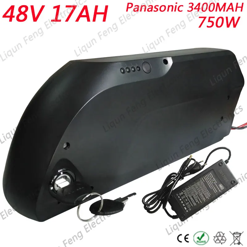 Discount Down Tube Ebike Battery 48V 750W Lithium ion Battery 48V 17AH Electric Bike Battery use NCR18650B cell With USB Port BMS 2A Char 0