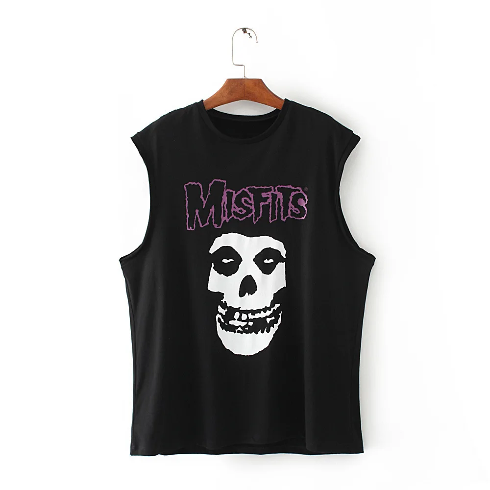 

2017 Summer New Fashion Cotton Letter Black Or White T-shirts Women's Casual O-neck Sleeveless Tops