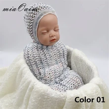 Обертывание s со шляпой полный комплект пеленание обертывание детские вязаные шапочки Новорожденный стрейч обертывание новорожденный Фотография реквизит Джерси кокон детское одеяло