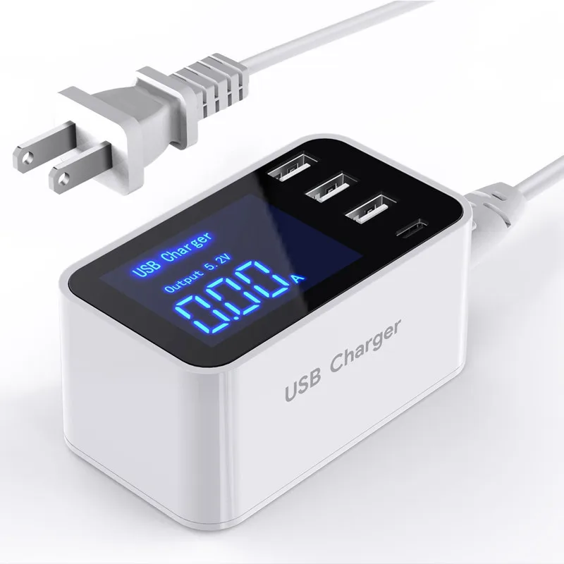 Pаспродажа Быстрая зарядка смарт зарядное устройство USB 3 порта usb type C Быстрая зарядка зарядное устройство настенный адаптер питания светодио дный дис...
