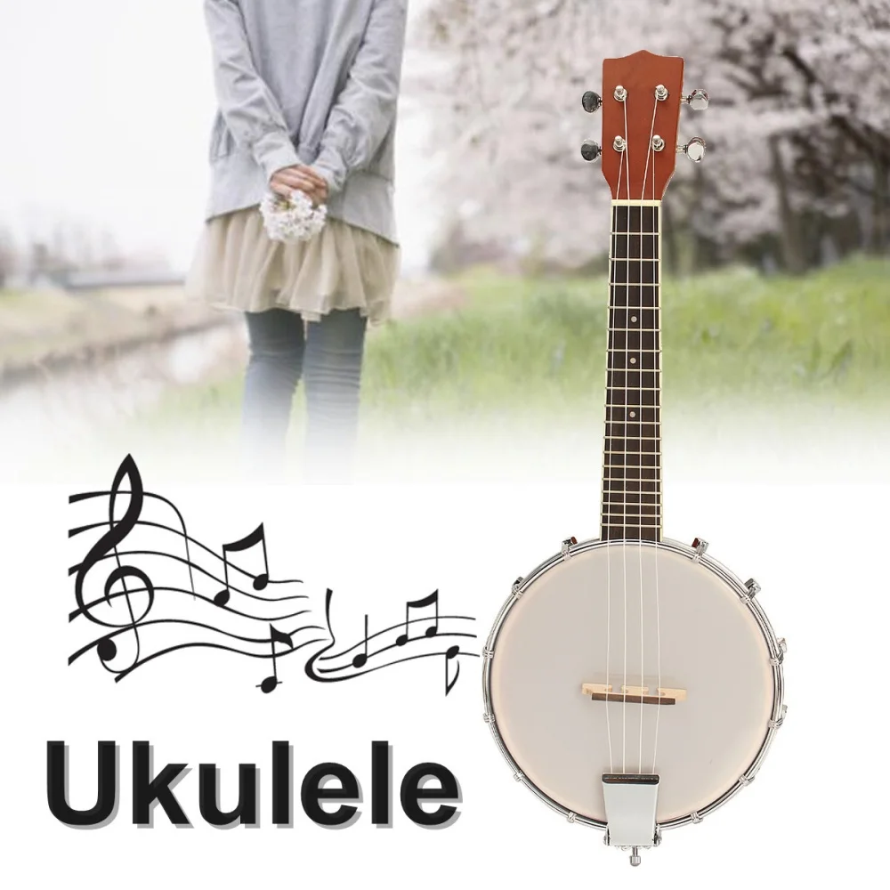 

4 String Banjo Ukulele Uke Banjolele Concert 23 Inch Mahogany Musical Instrument