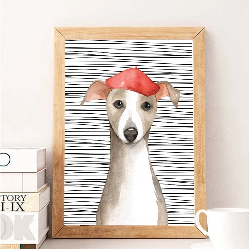 ART PRINT Greyhound Gift Animal Wall Art Home Decor Watercolour Dog