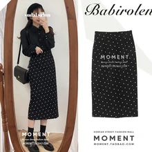 Юбка с разрезом по бокам и высокой талией, юбка в горошек в винтажном стиле, милая длинная юбка Falda Larga Gonne Going Saia