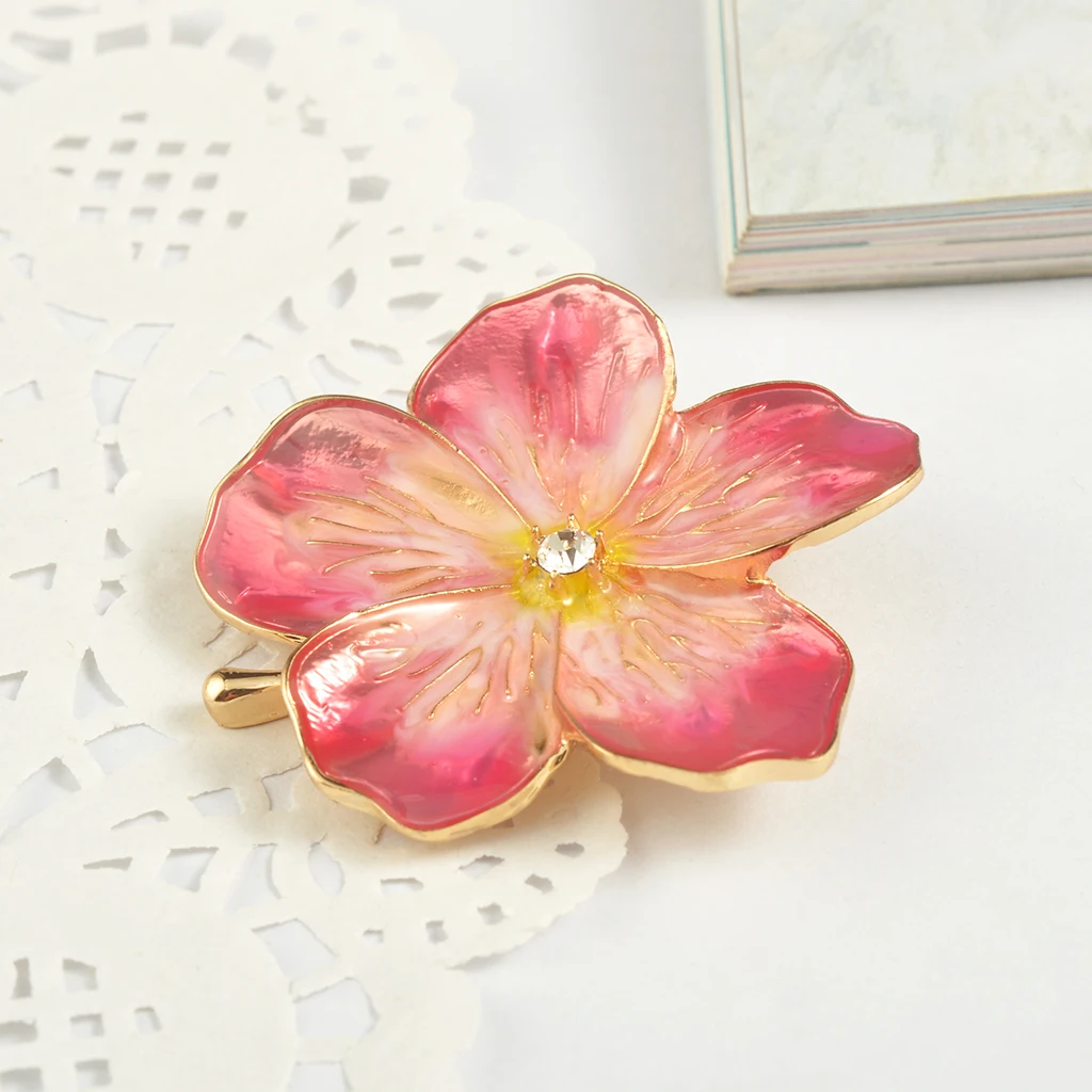Pink Women Wedding Party Fashion Peony Plum Flower Brooch Pin Vintage Breastpin