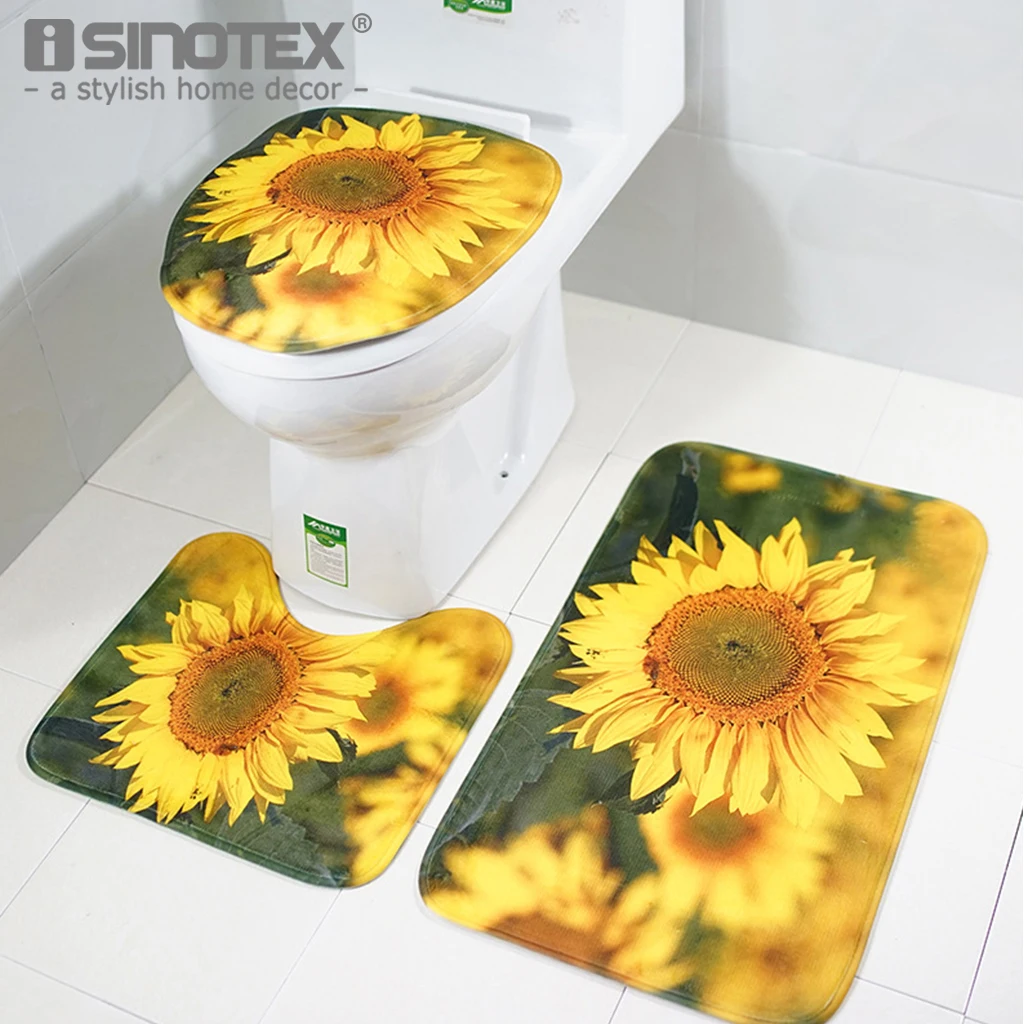Home Textile Anti Slip Square U Shape Toilet Cover Coral Flannel Fleece