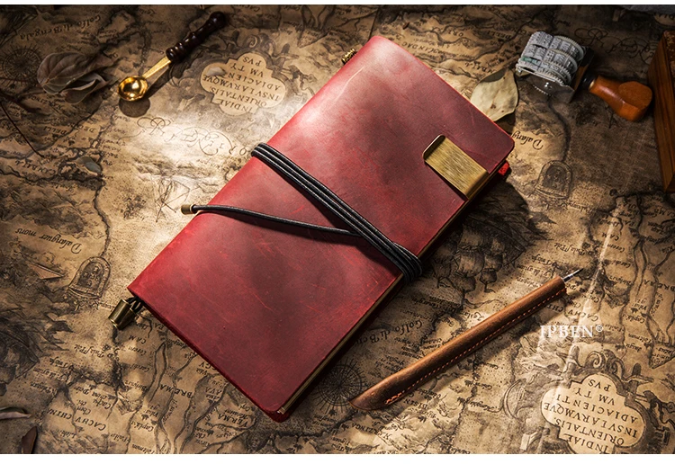 Genuíno do vintage Jornal Diário de Couro