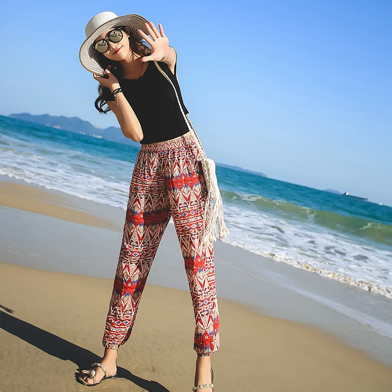 Women Clothing Beach Pants Women's Trousers Bohemian Seaside Holiday