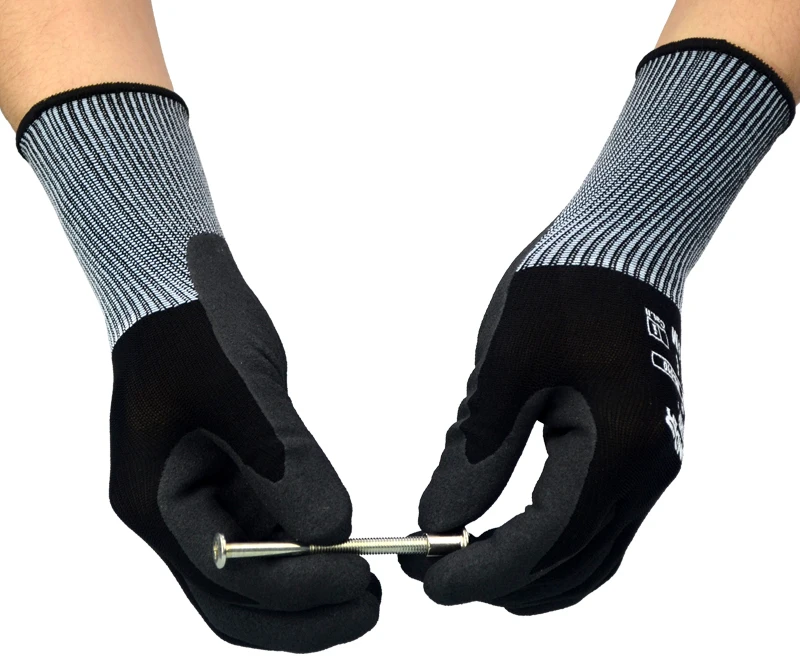 

6 Pairs High Flex Oil and Gas Glove Gardening Safety Glove Nitrile Foam Abrasion Resistant Work Gloves