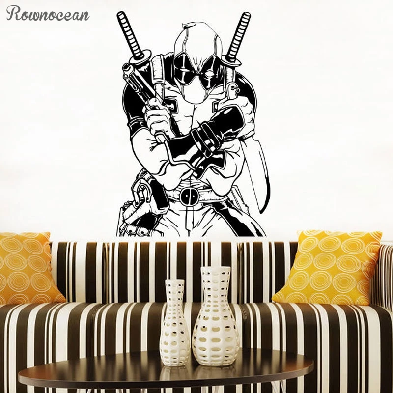 Marvel Comics Wall Art Deadpool Vinyl Decal Silhouette Mural Home