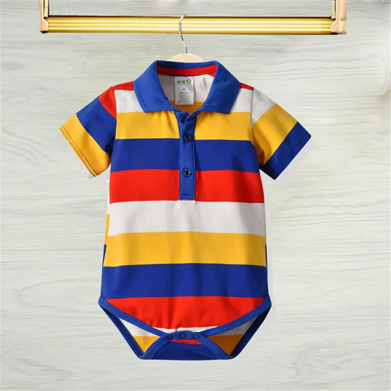 

Summer Baby Casual Romper Child Short-sleeved One-piece Cotton Striped Romper Boys Girls Romper Baby Onesie