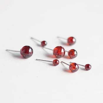 

one pair red garnet earrings round 4mm 6mm 8mm wholesale beads FPPJ nature