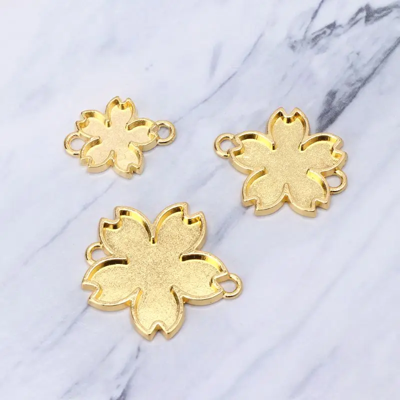

10Pcs Double-Side Cherry Flower UV Frame Connectors Charm Resin Jewelry Making