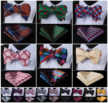 

Check 100%Silk Jacquard Woven Men Butterfly Self Bow Tie BowTie Pocket Square Handkerchief Hanky Suit Set #F6