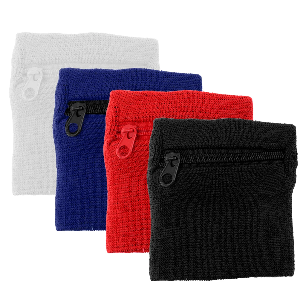 4 Pieces Multifunctional Sport Cycling Wristband Zipper Wallet Sweatband Pocket