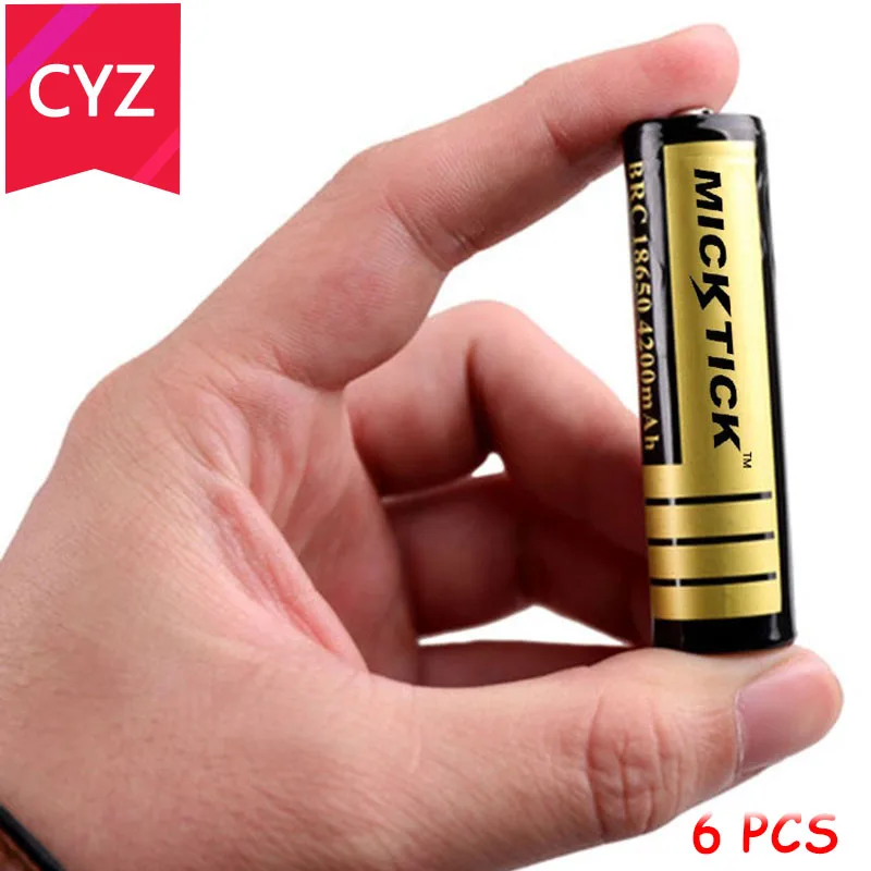 

6PCS 3.7V 4200mAh 18650 MICKTICK Battery lithium Li Ion Rechargeable Large Capacity Batteries batteria T6 Flashlight LED