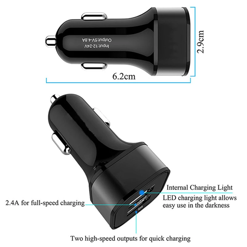 Fimilef 4.8A المزدوج USB سريعة شاحن آيفون 8 سامسونج S9 البسيطة QC 3.0 اللوحي سيارة-شاحن هاتف محمول محول السفر شواحن Fimilef 4.8A المزدوج USB سريعة شاحن آيفون 8 سامسونج S9 البسيطة QC 3.0 اللوحي سيارة-شاحن هاتف محمول محول السفر شواحن