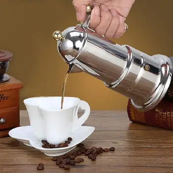 

200ml Stainless Steel Coffee Pot Moka Coffee Maker Teapot Mocha Stovetop Filter Percolator Cafetiere Percolator Pot