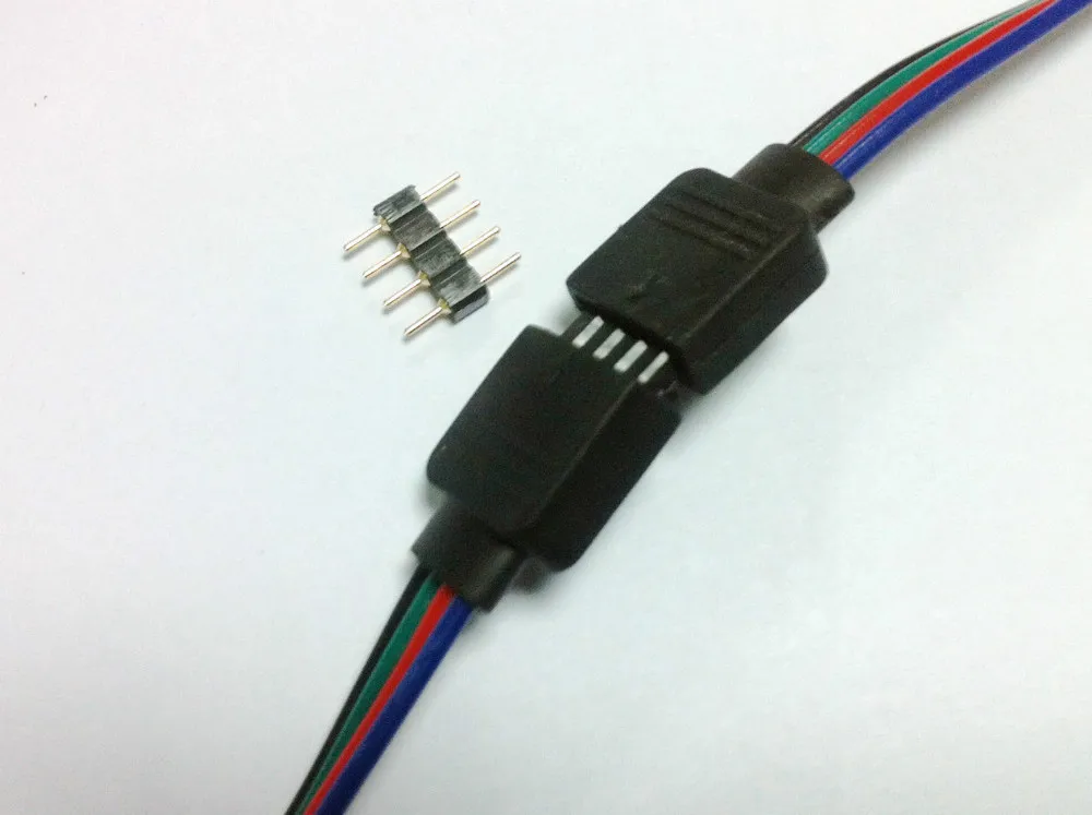 free shipping 10pcs/lot 4pin RGB strip connector, 4 pin needle, male type double 4pin, small part for LED RGB 3528 and 5050 str
