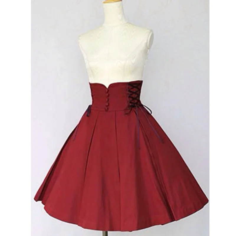 

High Quality Girls Women Cotton Slim-Cut Empire Waist Gothic Lolita Skirt